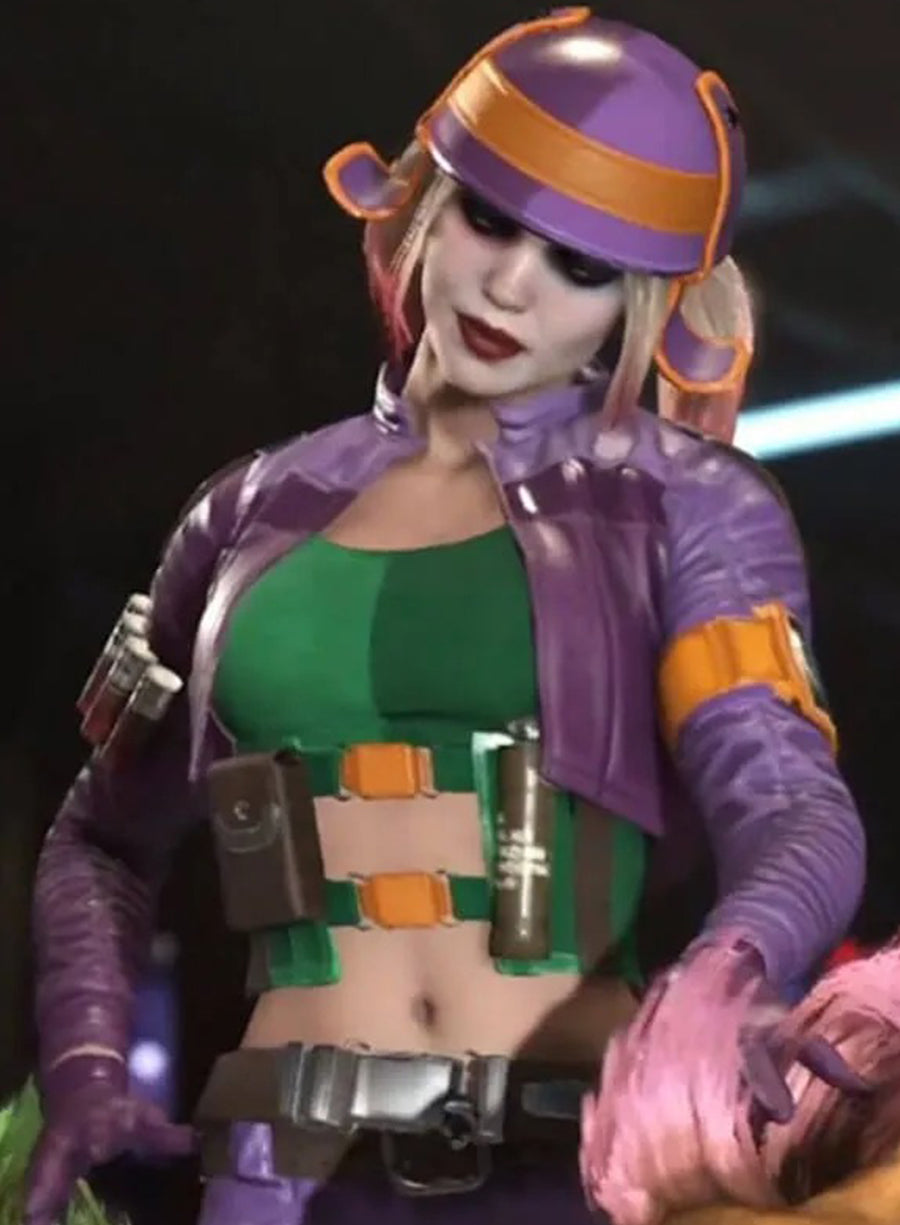 Injustice 2 Harley Quinn Purple Leather Jacket