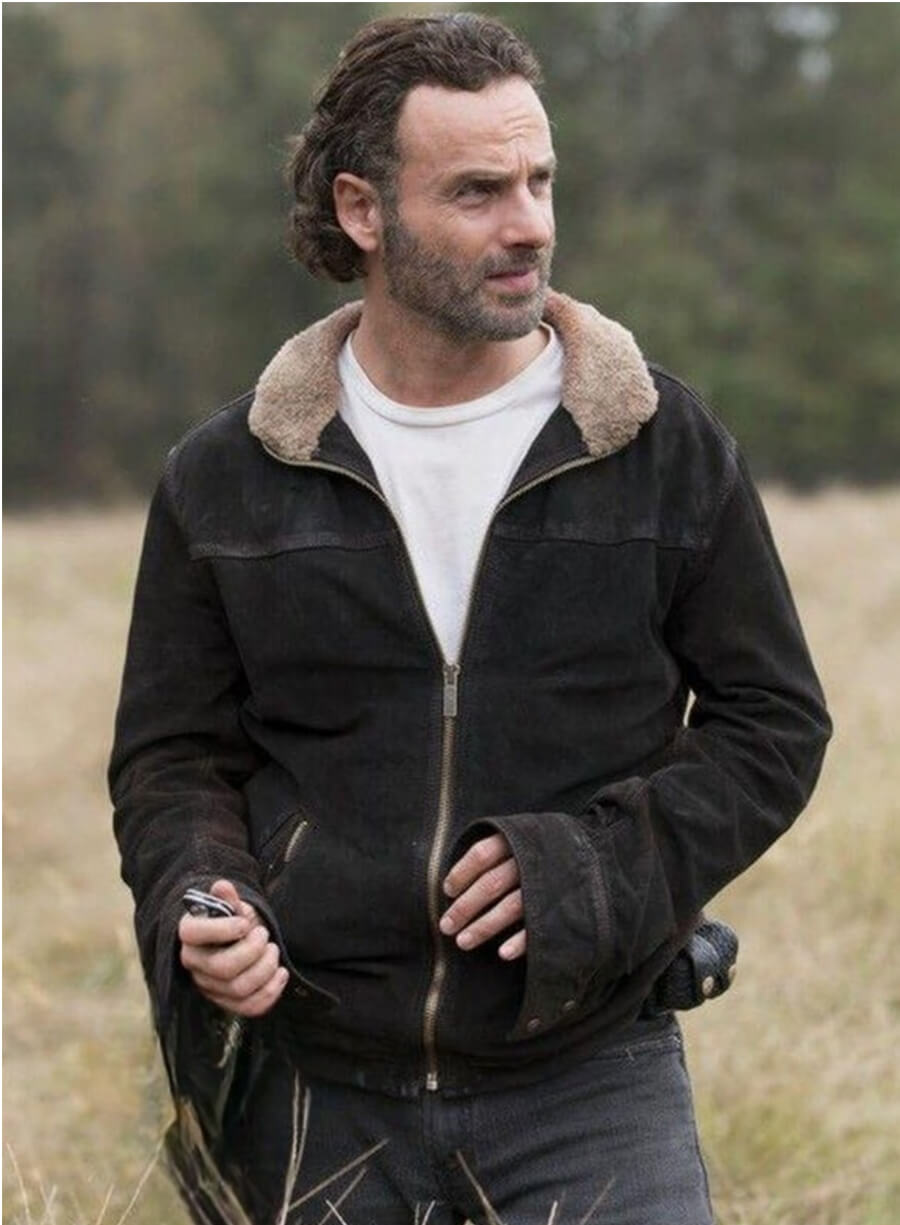 The Walking Dead S5 Rick Grimes Brown Suede Leather Jacket