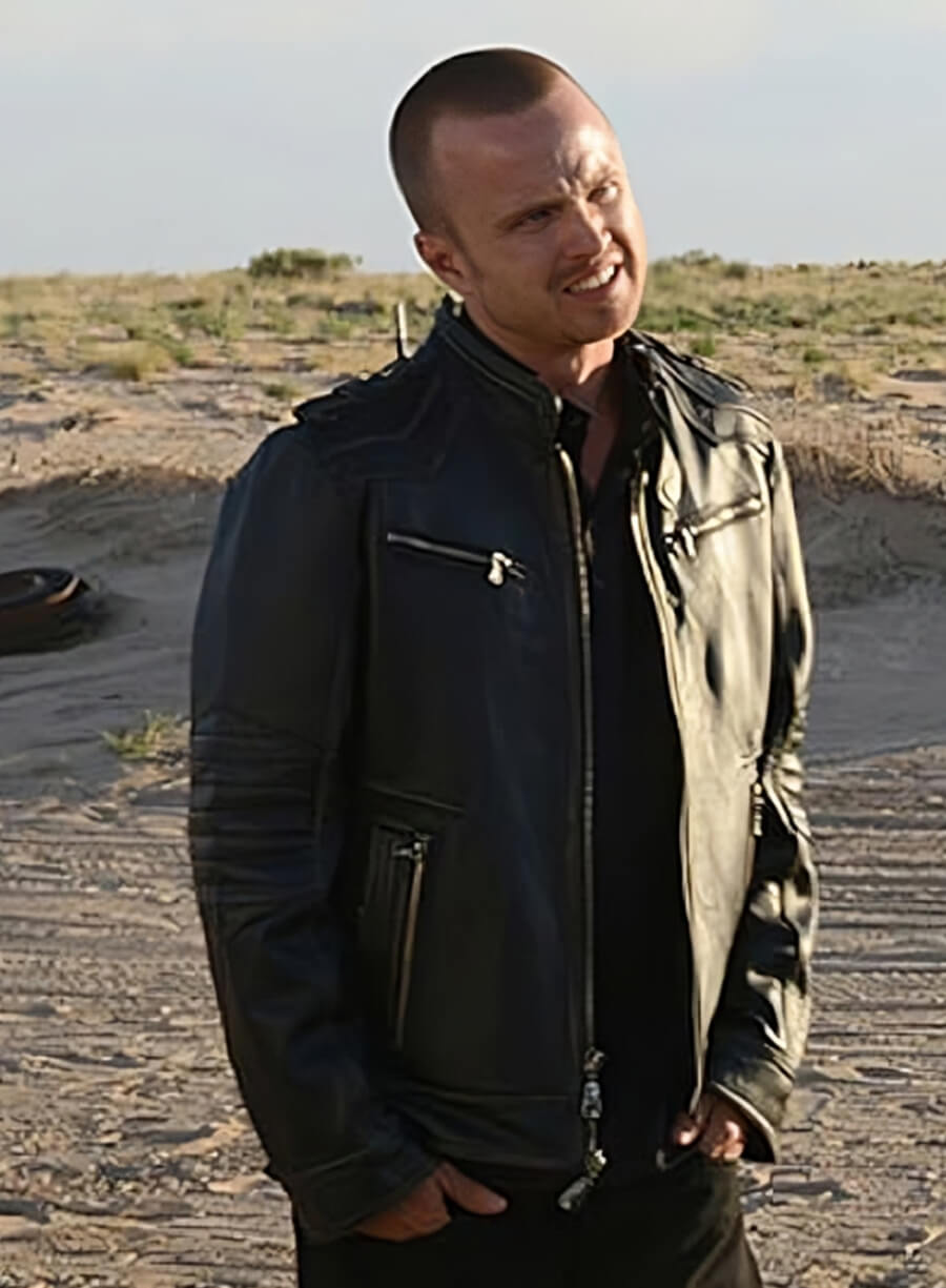 Aaron Paul Breaking Bad Black Leather Jacket
