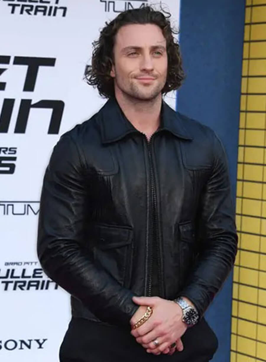 Aaron Taylor Johnson Black Leather Jacket