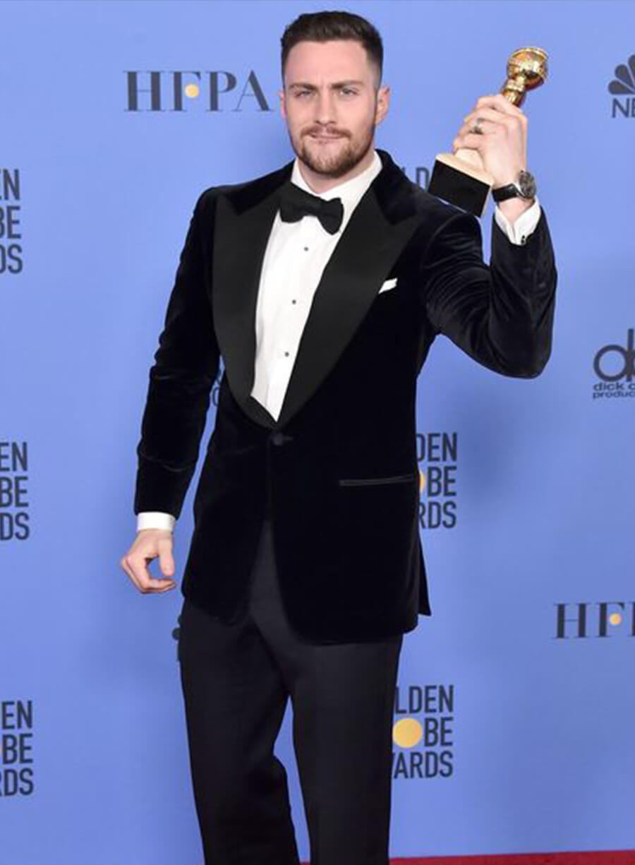 Aaron Taylor-Johnson Black Velvet Blazer