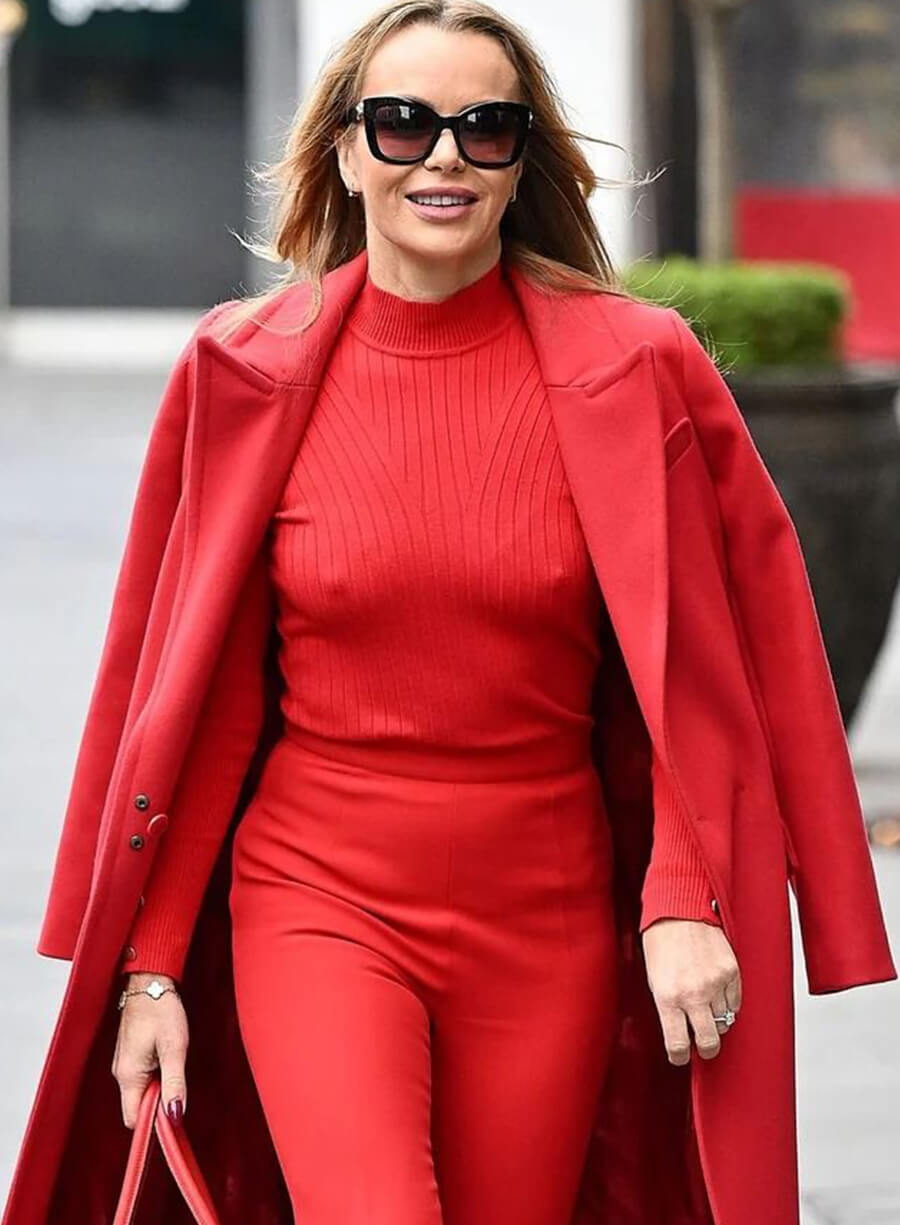 Amanda Holden Red Wool Long Coat