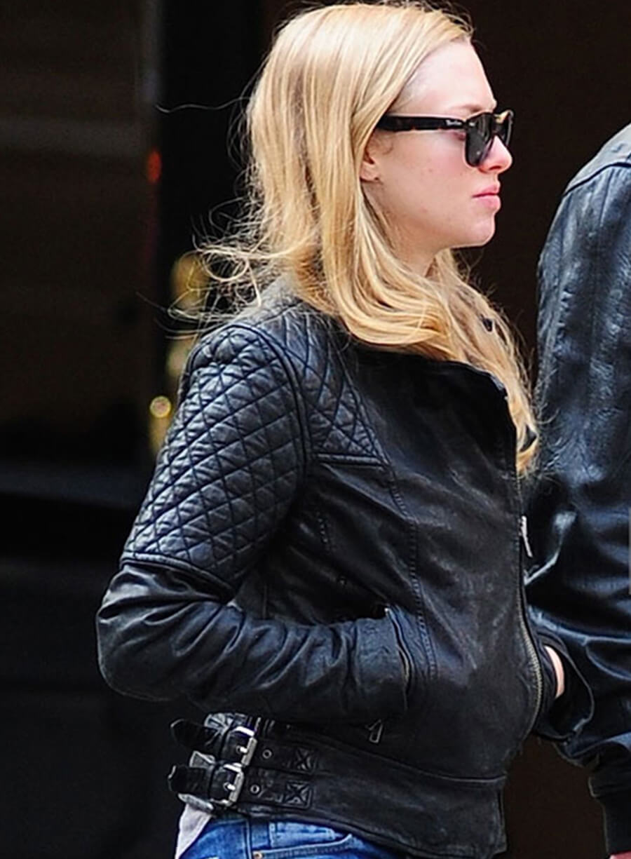 Amanda Seyfried Black Leather Jacket