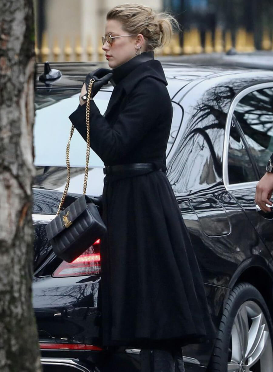 Amber Heard Black Coat