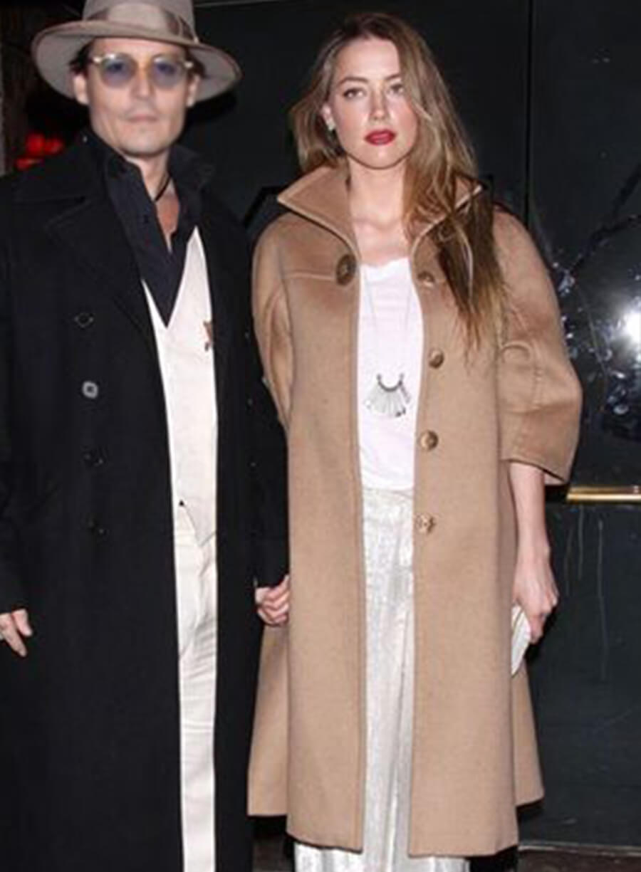 Amber Heard Brown Wool Coat