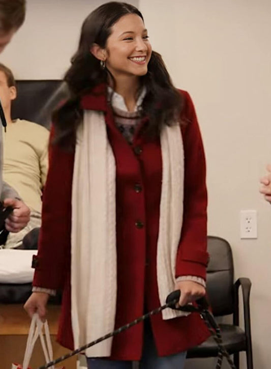 Amber Perry Tails Of Christmas Red Wool Coat