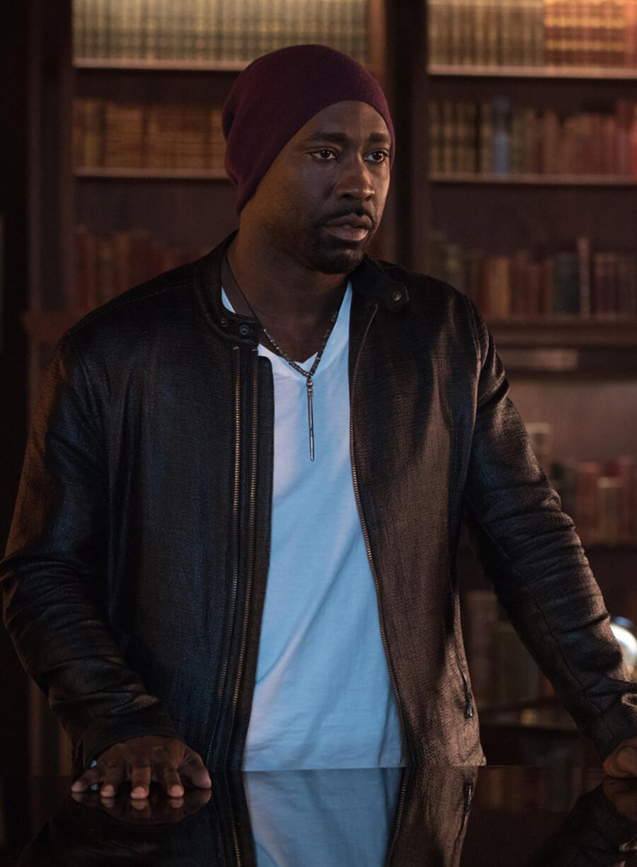 Amenadiel D.B. Woodside Lucifer S02 Black Leather Jacket