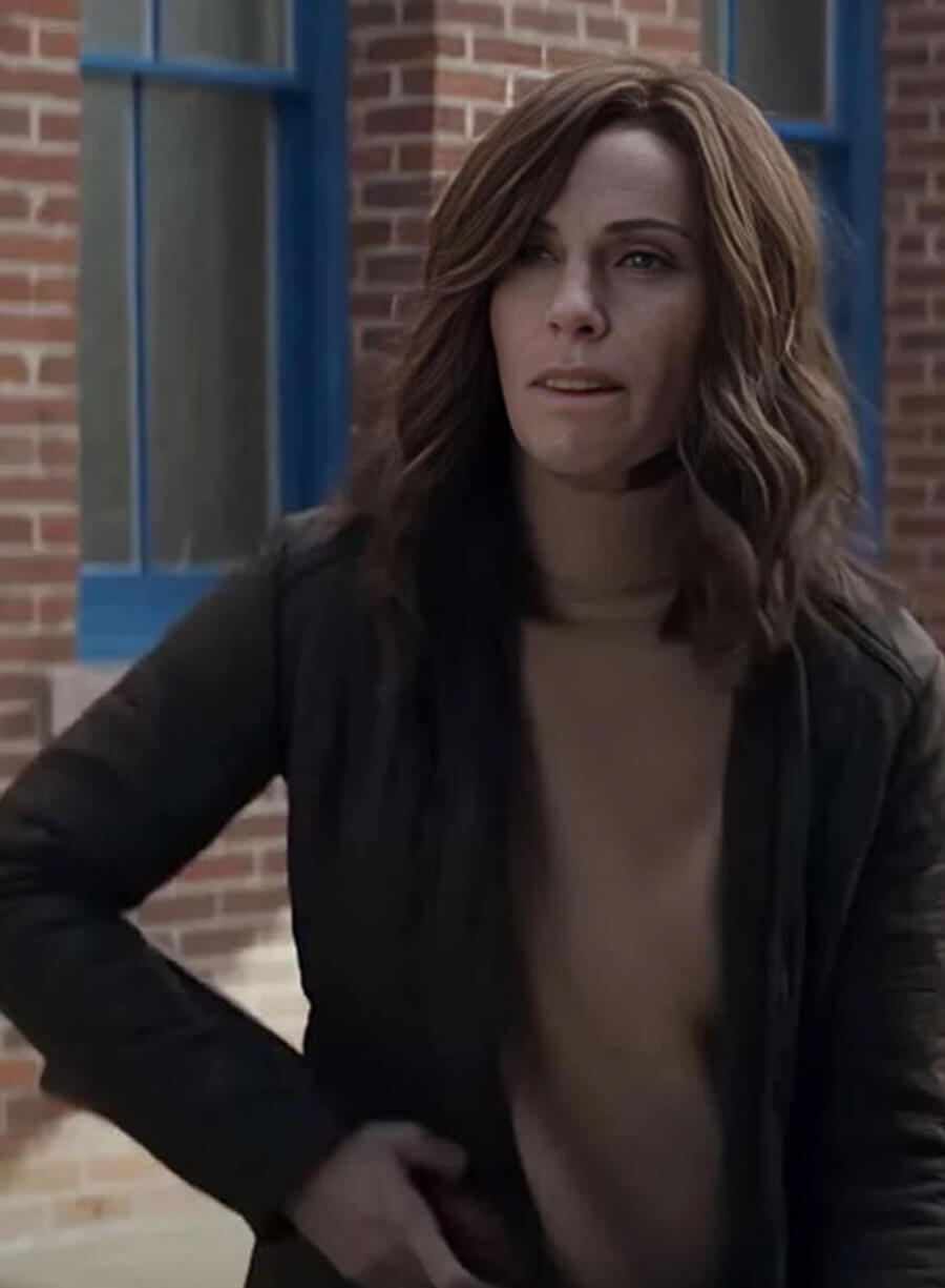 Amy Brenneman The Old Man Tv Series Black Leather Jacket