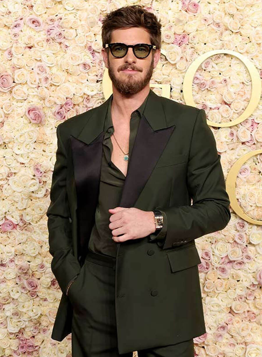 Andrew Garfield Golden Globes 2025 Green Blazer LeatherJacketMerchant Andrew Garfield Golden Globes 2025 Green Blazer LeatherJacketMerchant