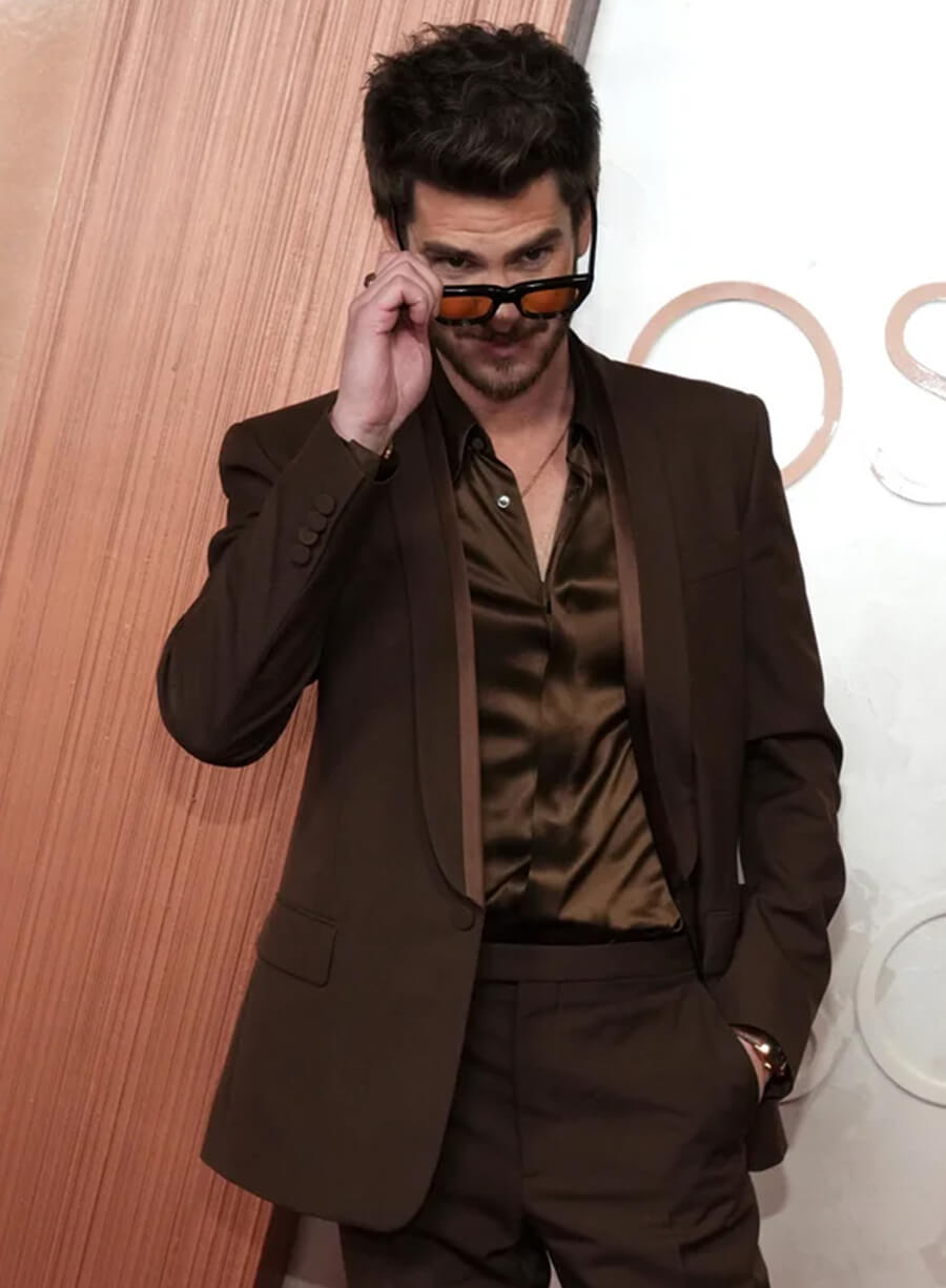 Andrew Garfield Oscars Red Carpet 2025 Brown Blazer