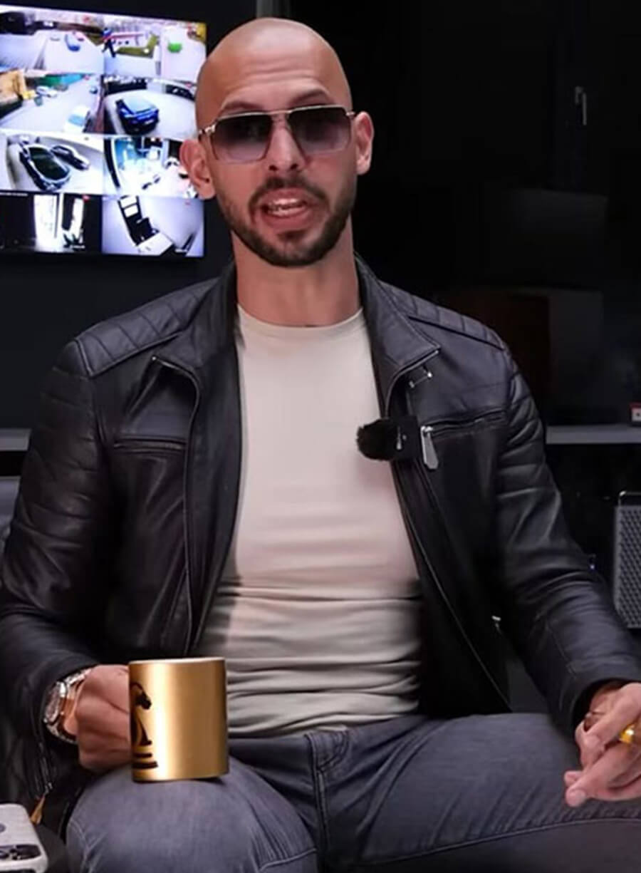 Andrew Tate Black Leather Jacket