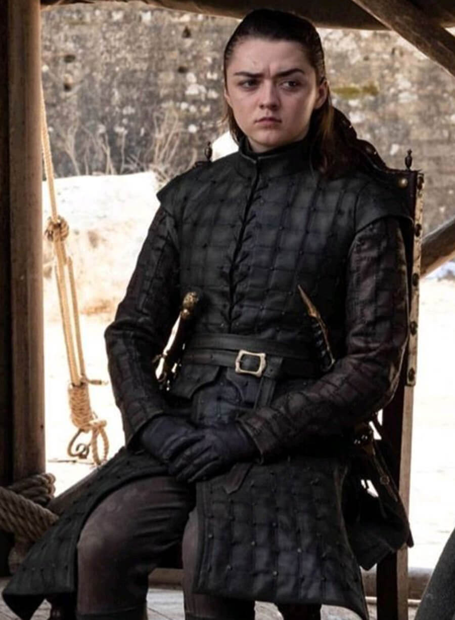 Arya Stark Game Of Thrones Brown Leather Trench Coat