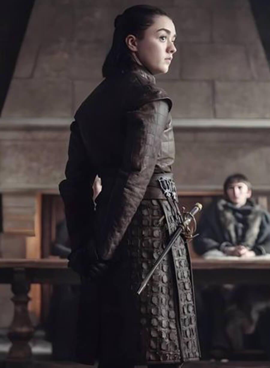 Arya Stark Game Of Thrones Brown Leather Trench Coat