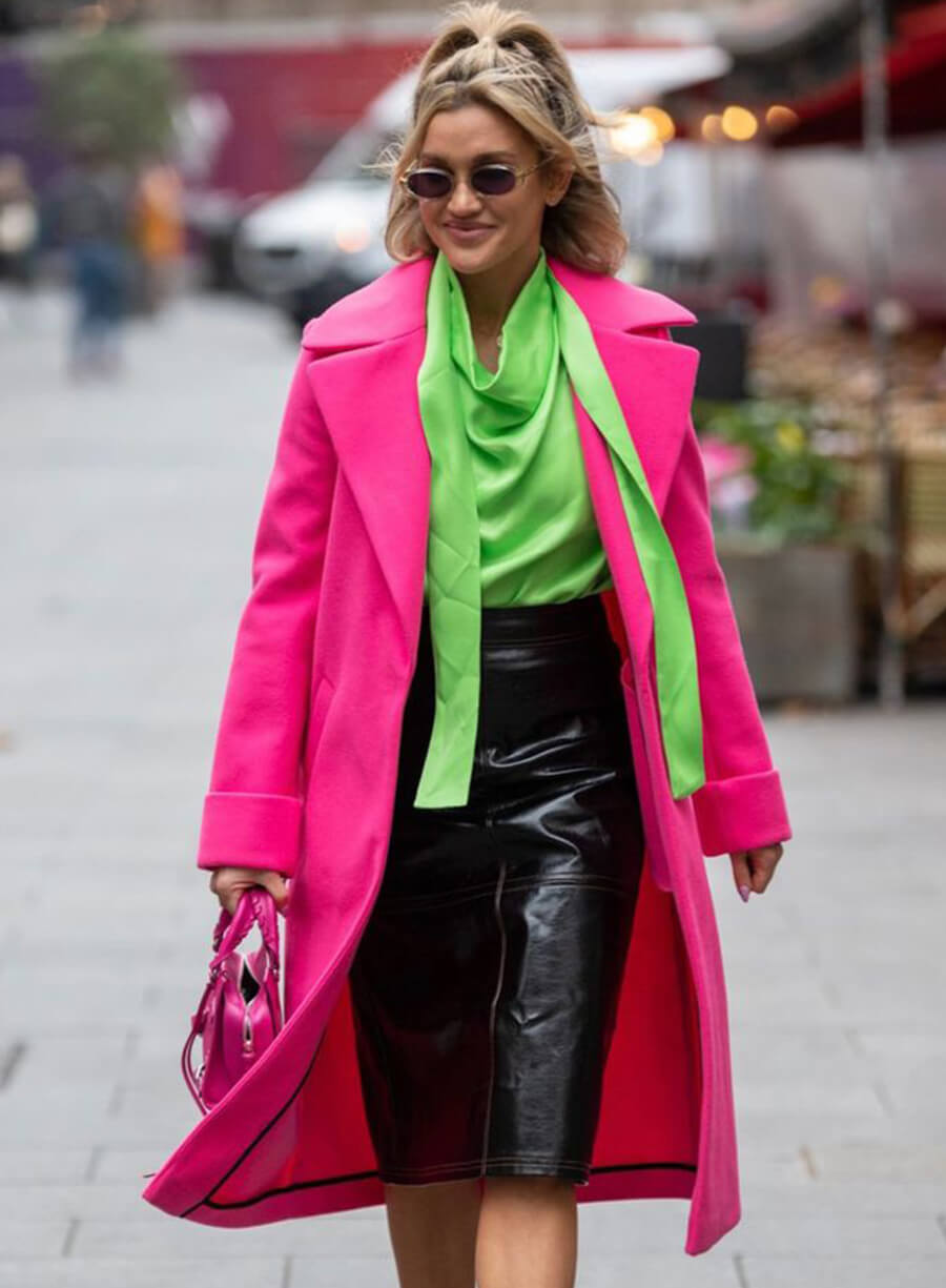 Ashley Roberts Pink Wool Coat
