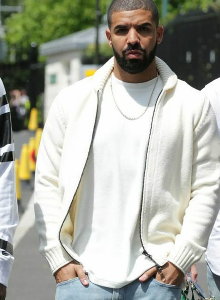 Aubrey Drake Graham White Wool Jacket