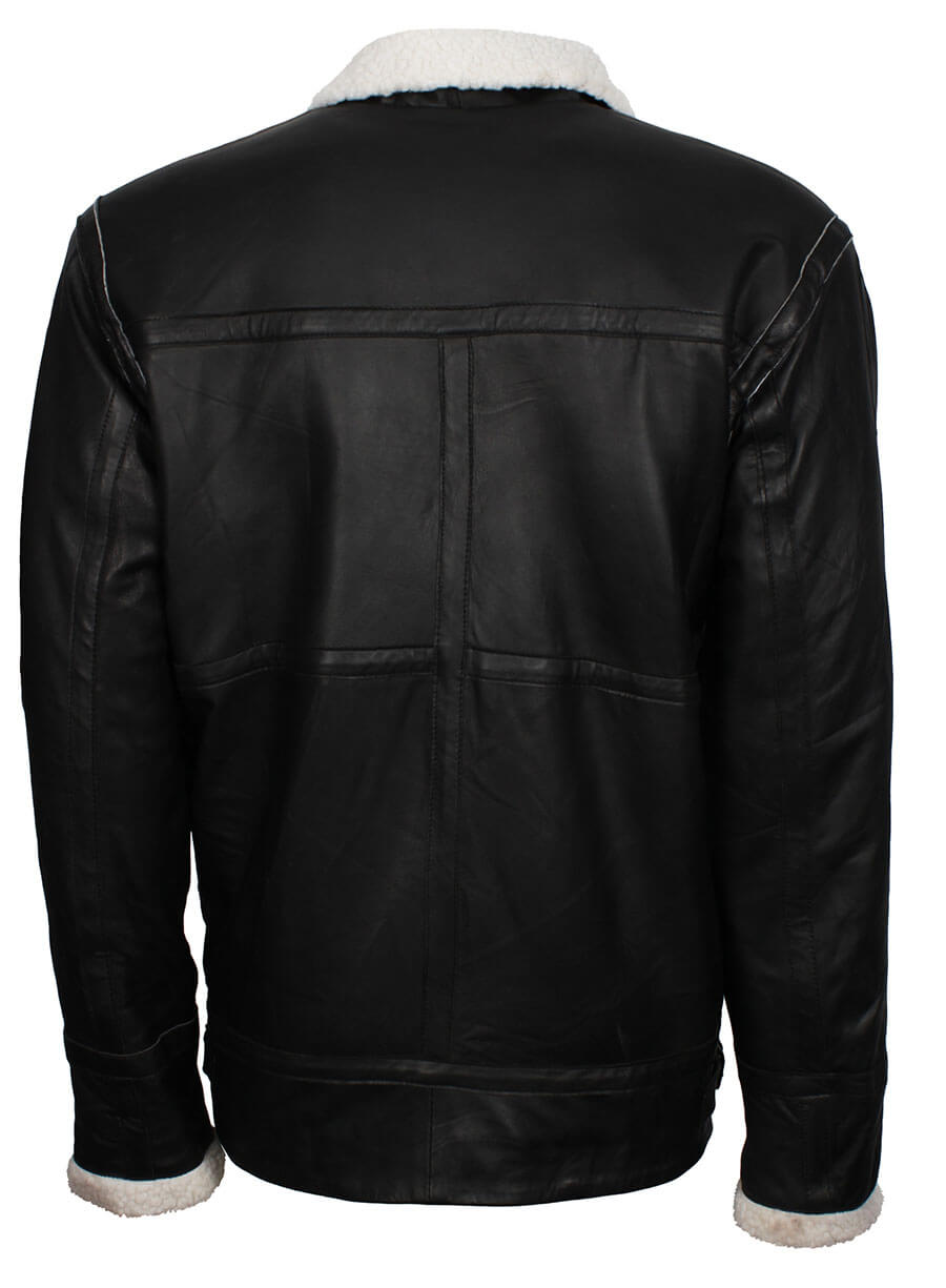 B3 Fur Lined Black Leather Jacket