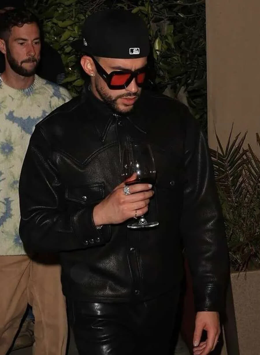 Bad Bunny Black Leather Jacket