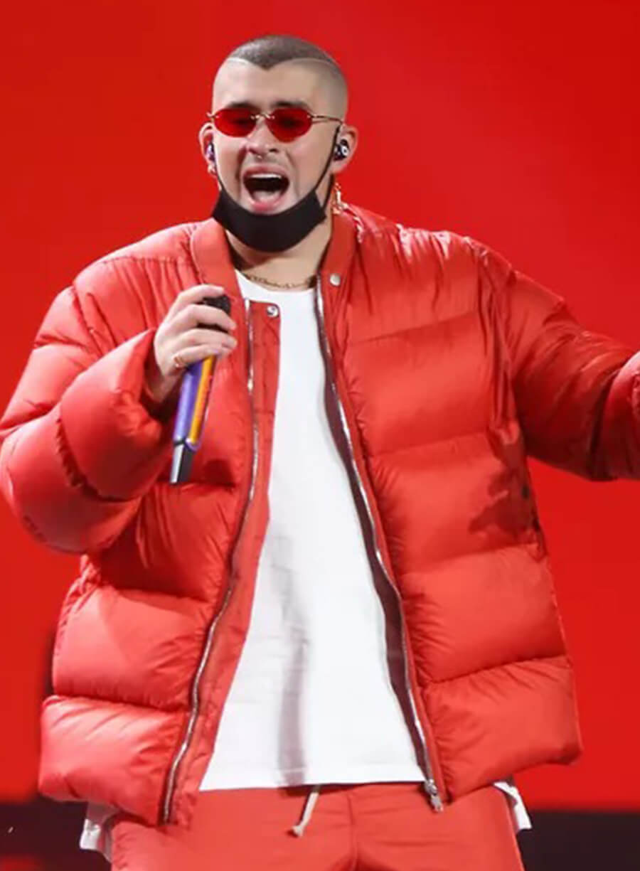 Bad Bunny Red Puffer Jacket