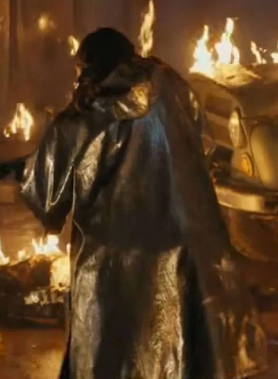 Ballerina 2025 Ana de Armas Hooded Leather Coat