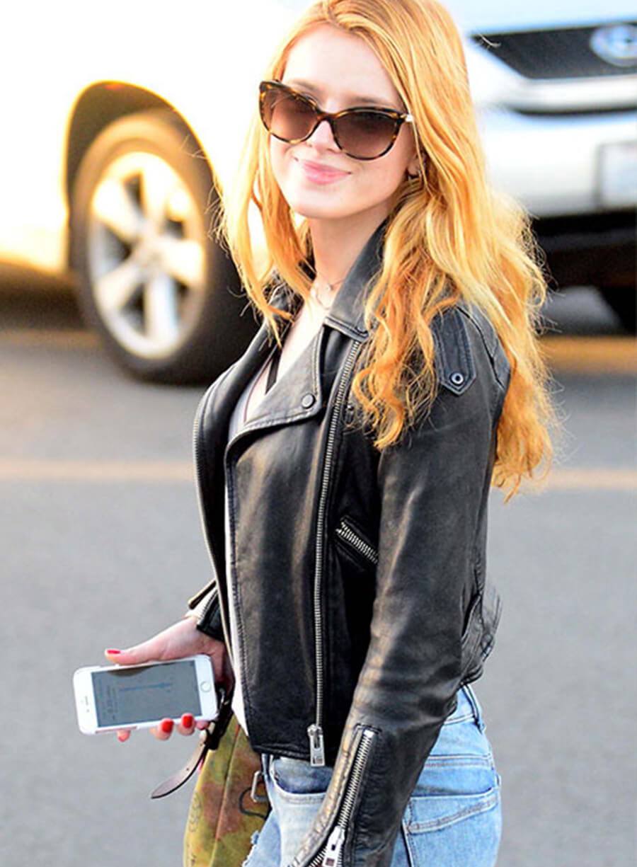 Bella Thorne Black Biker Leather Jacket