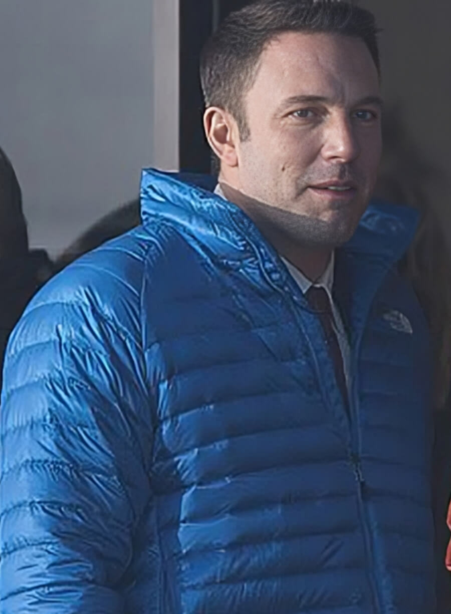 Ben Affleck The Accountant Puffer Blue Jacket