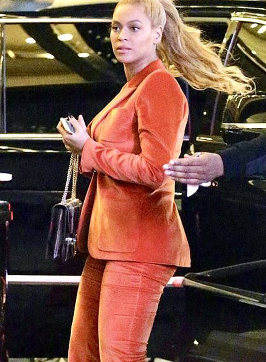 Beyoncé Orange Velvet Suit