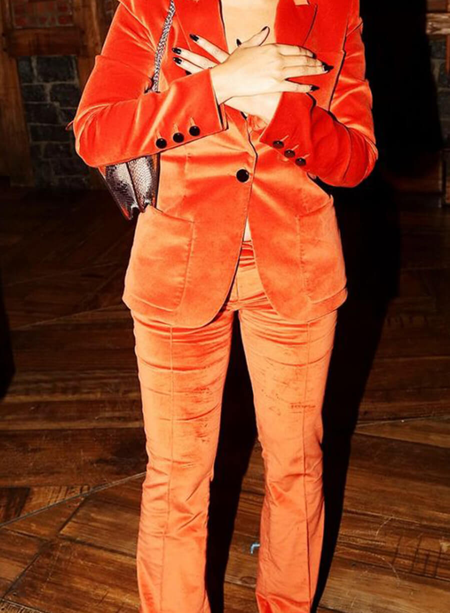 Beyoncé Orange Velvet Suit