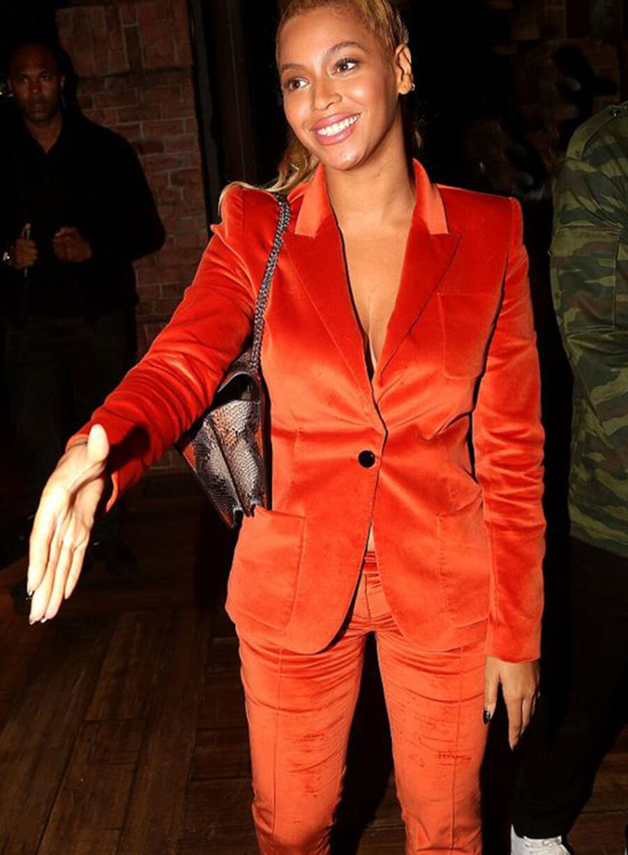 Orange velvet suit outlet