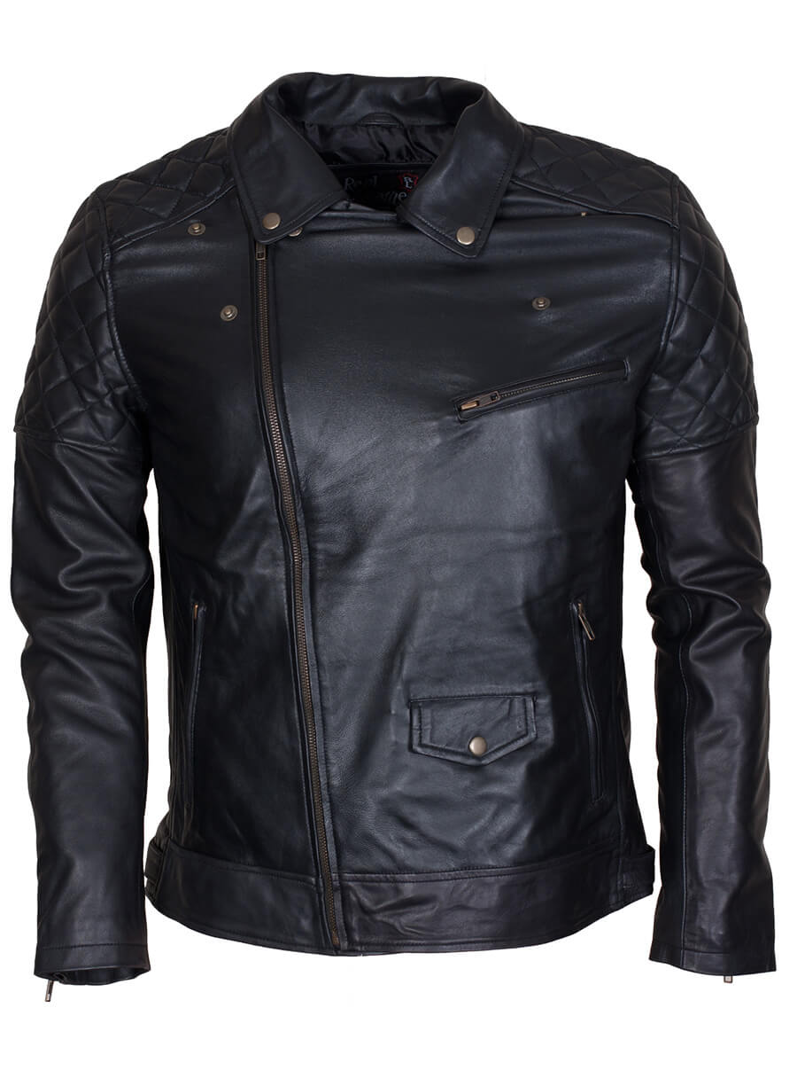 Black Biker Brando Quilted Men Jacket