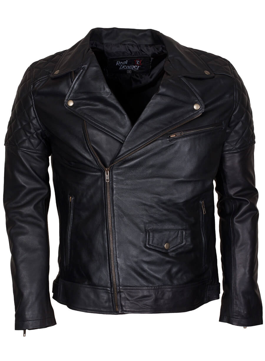 Black Biker Brando Quilted Men Jacket
