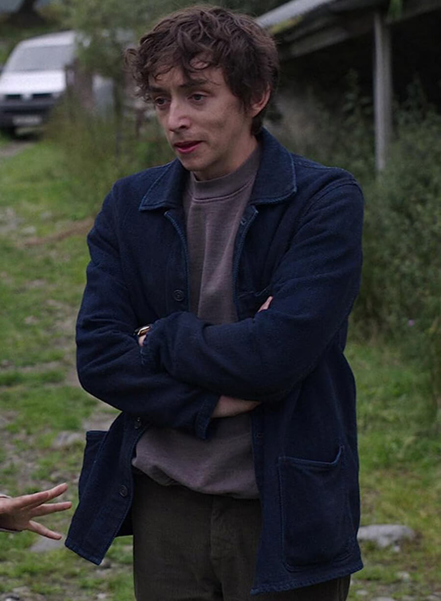 Black Mirror Samuel Blenkin Blue Wool coat