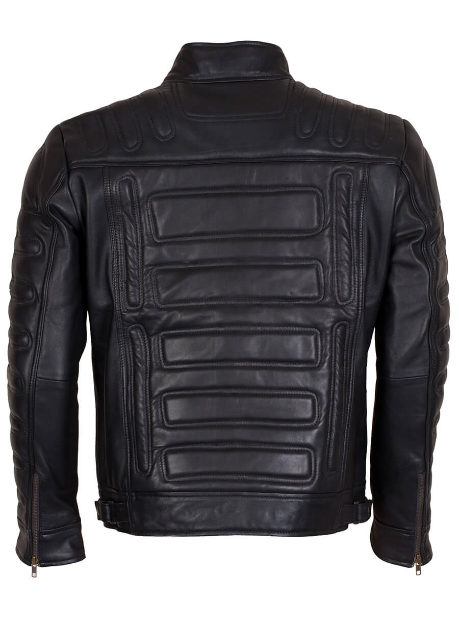 Black Padded Man Fashion Biker Jacket