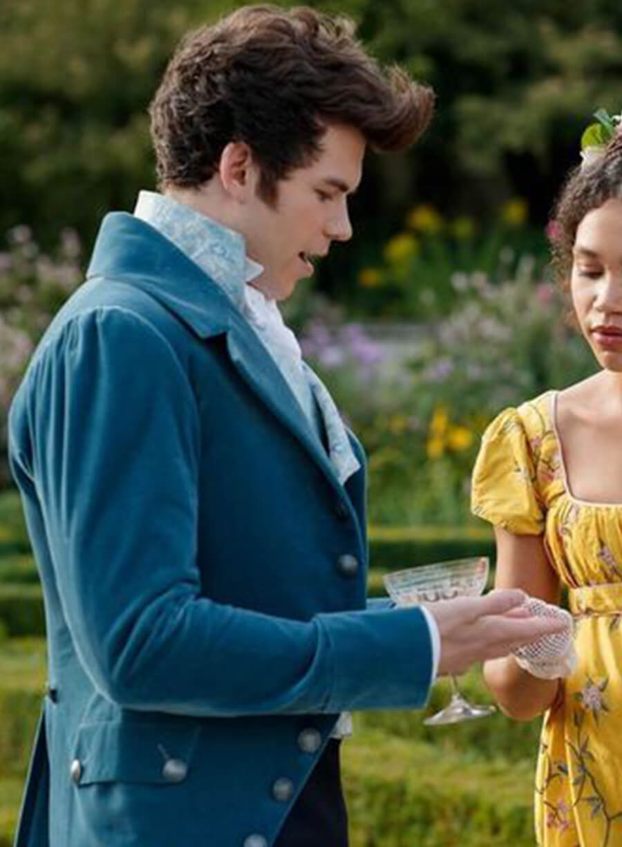 Bridgerton Colin Bridgerton Blue Wool Coat