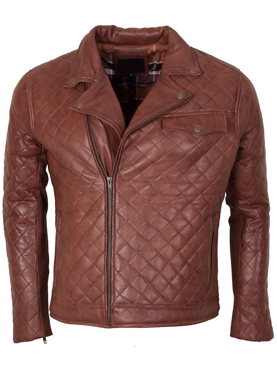 Brown Diamond Quilted Leather Jacket