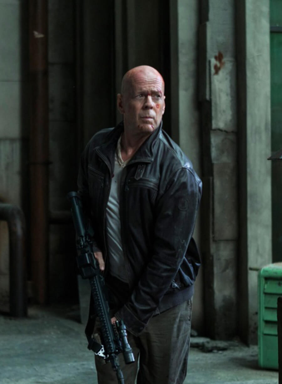 Bruce Willis A Good Day to Die Hard Black Leather Jacket