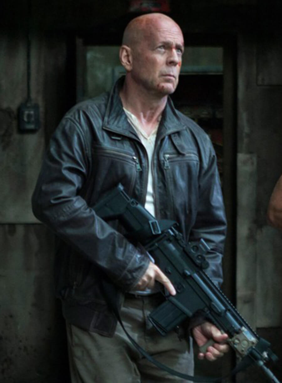 Bruce Willis A Good Day to Die Hard Black Leather Jacket