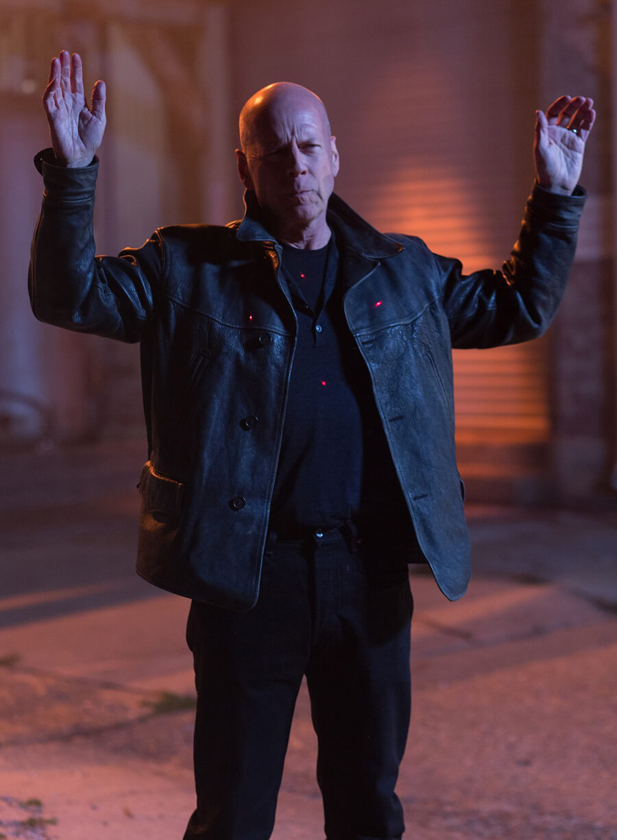 Bruce Willis Extraction 2015 Black Leather Jacket