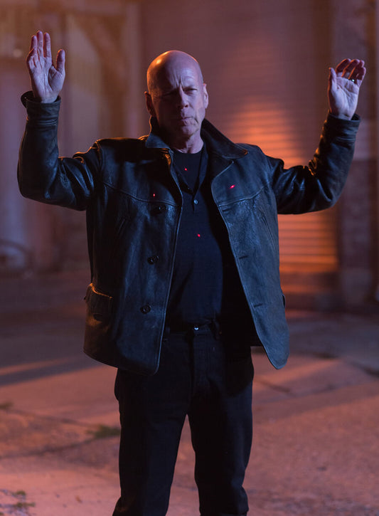 Bruce Willis Extraction 2015 Black Leather Jacket