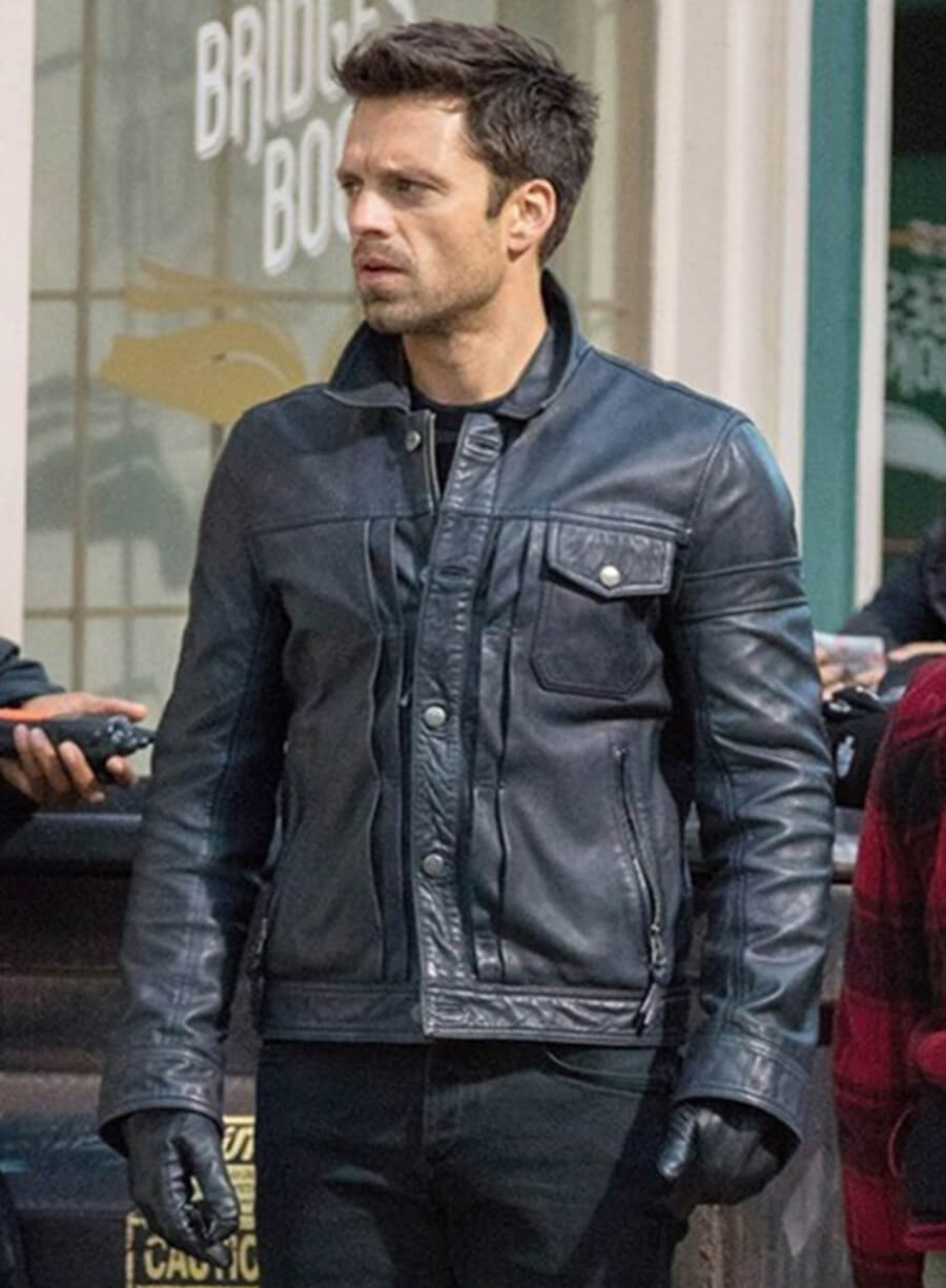 Bucky Barnes The Falcon and the Winter Soldier Black Leather Jacket