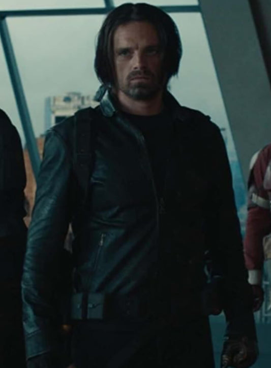 Bucky Barnes Thunderbolts 2025 Black Leather Jacket