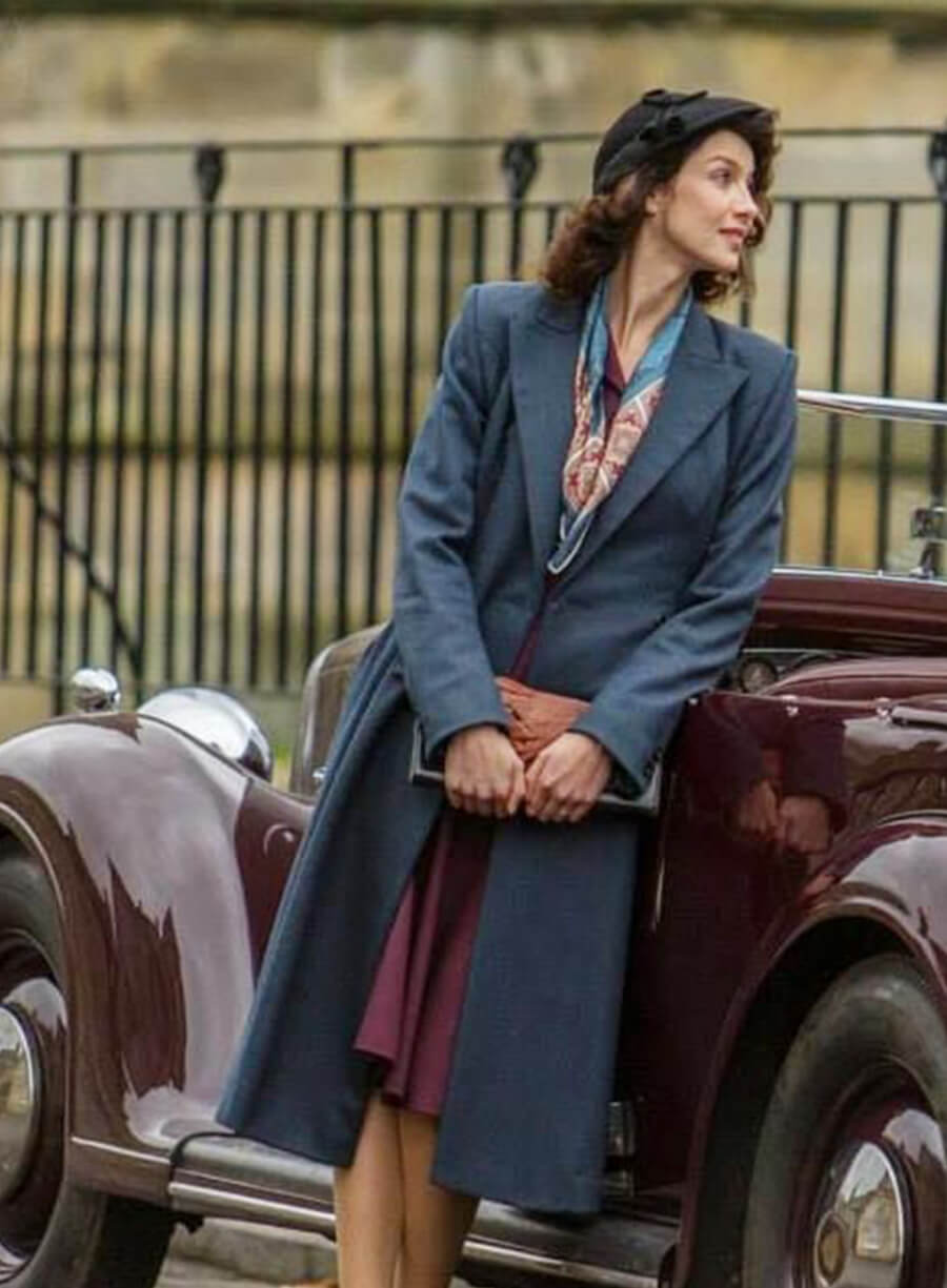 Caitriona Balfe Outlander S03 Grey Wool Coat