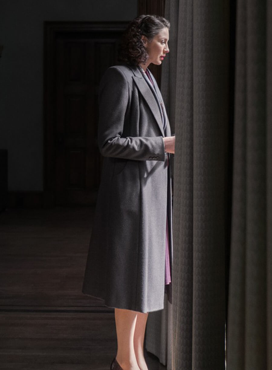 Caitriona Balfe Outlander S03 Grey Wool Coat