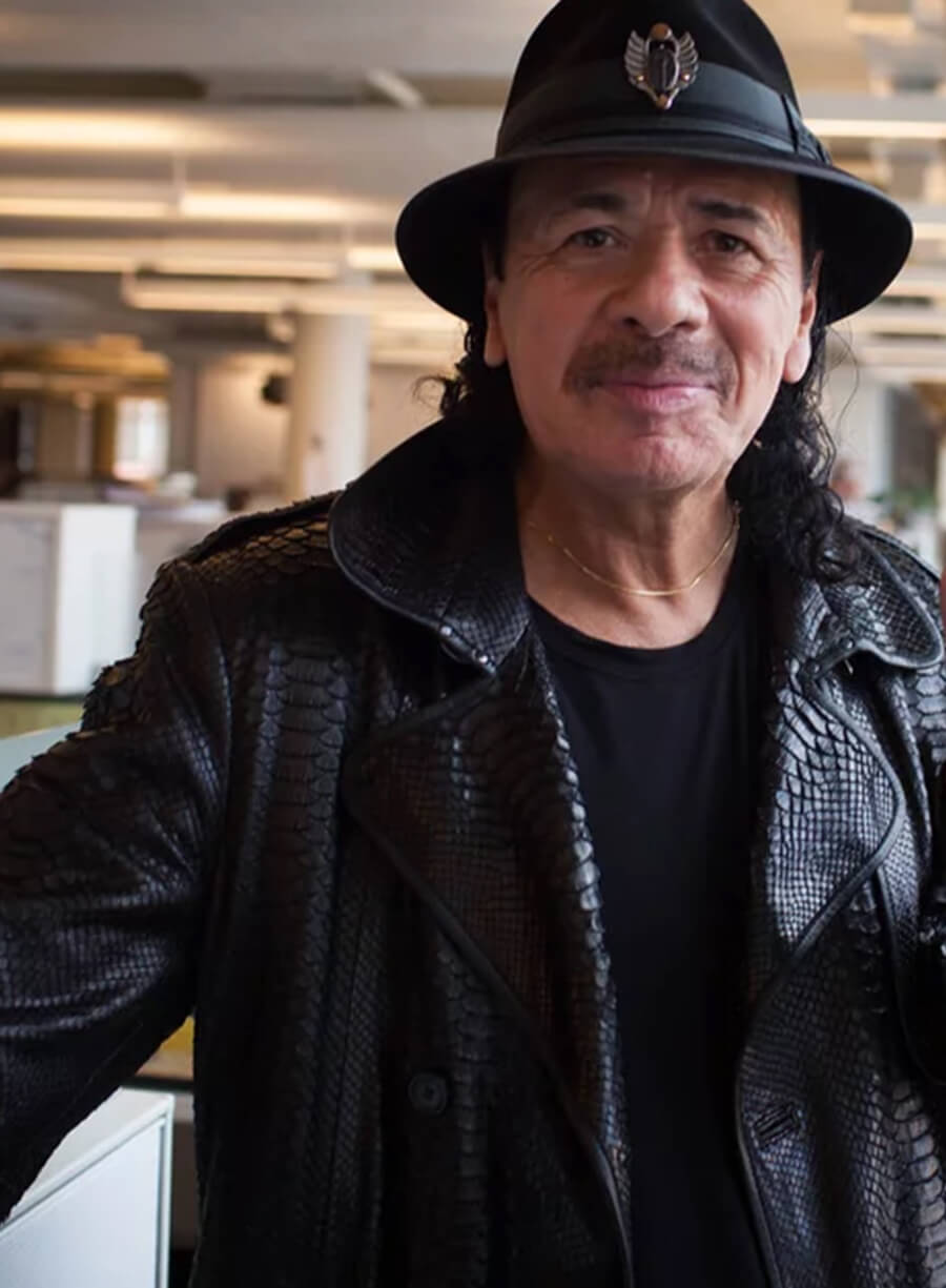 Carlos Santana Black Leather Jacket
