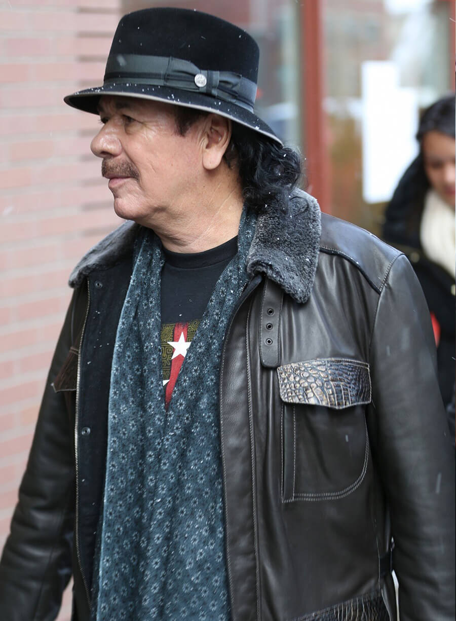 Carlos Santana Black Real Leather Jacket