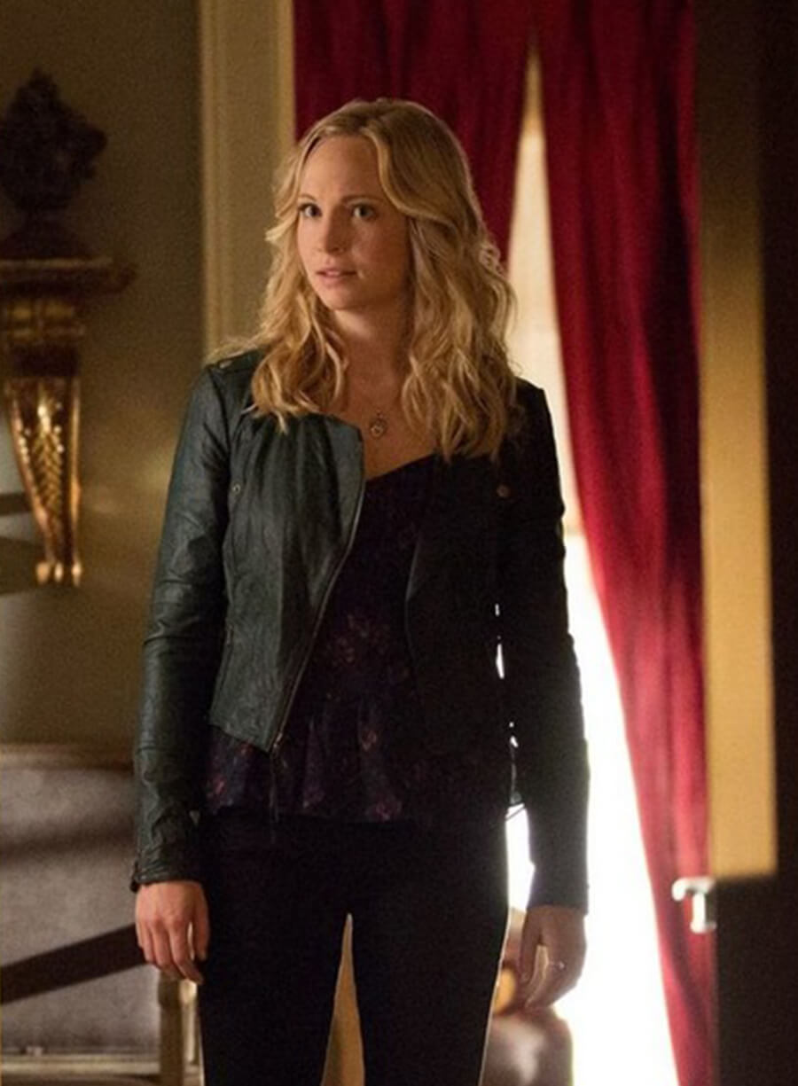 Caroline Forbes The Vampire Diaries S04 Black Biker Jacket
