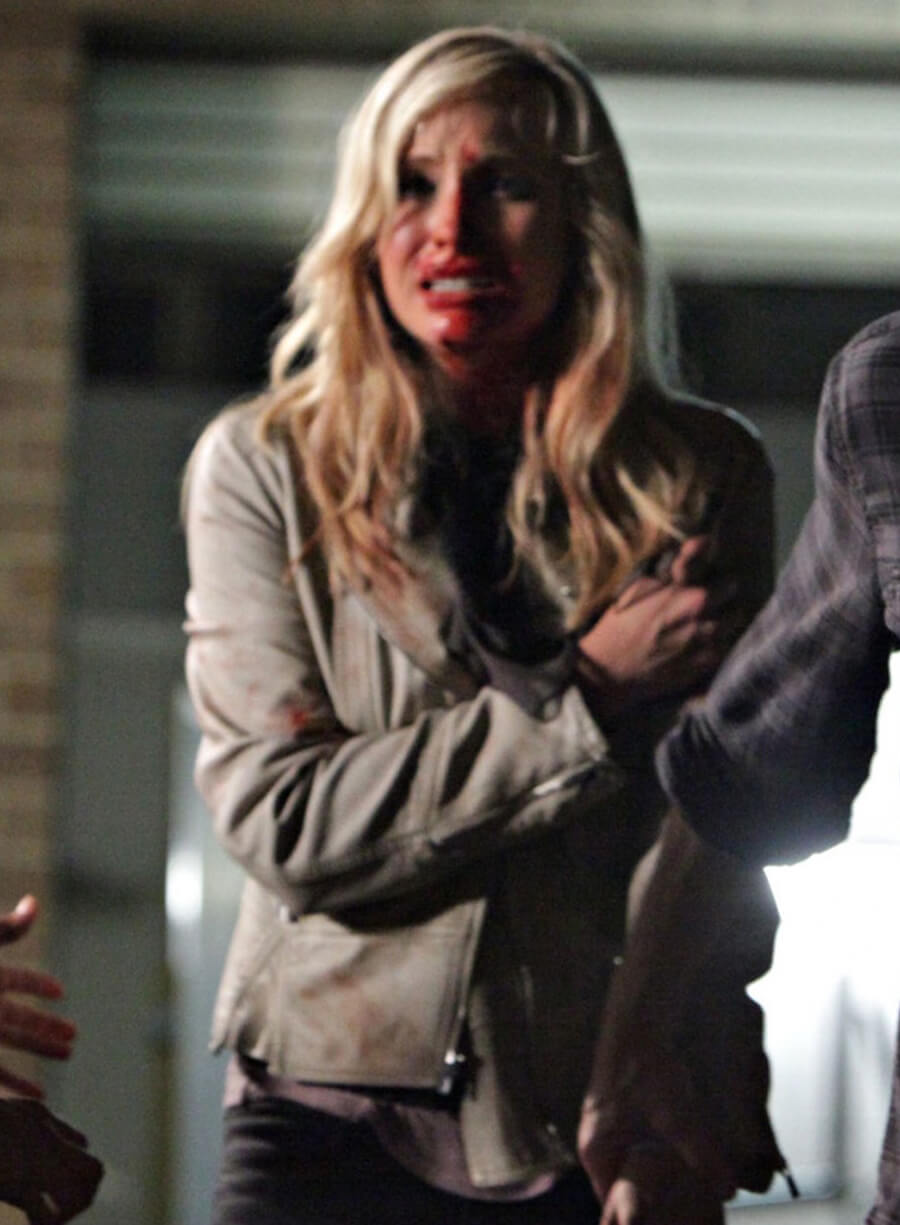 Caroline Forbes The Vampire Diaries White Biker Jacket