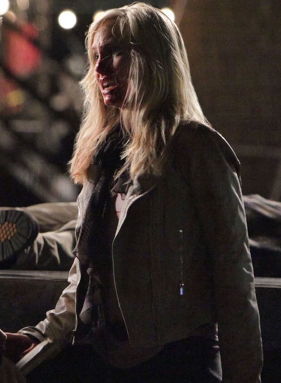 Caroline Forbes The Vampire Diaries White Biker Jacket