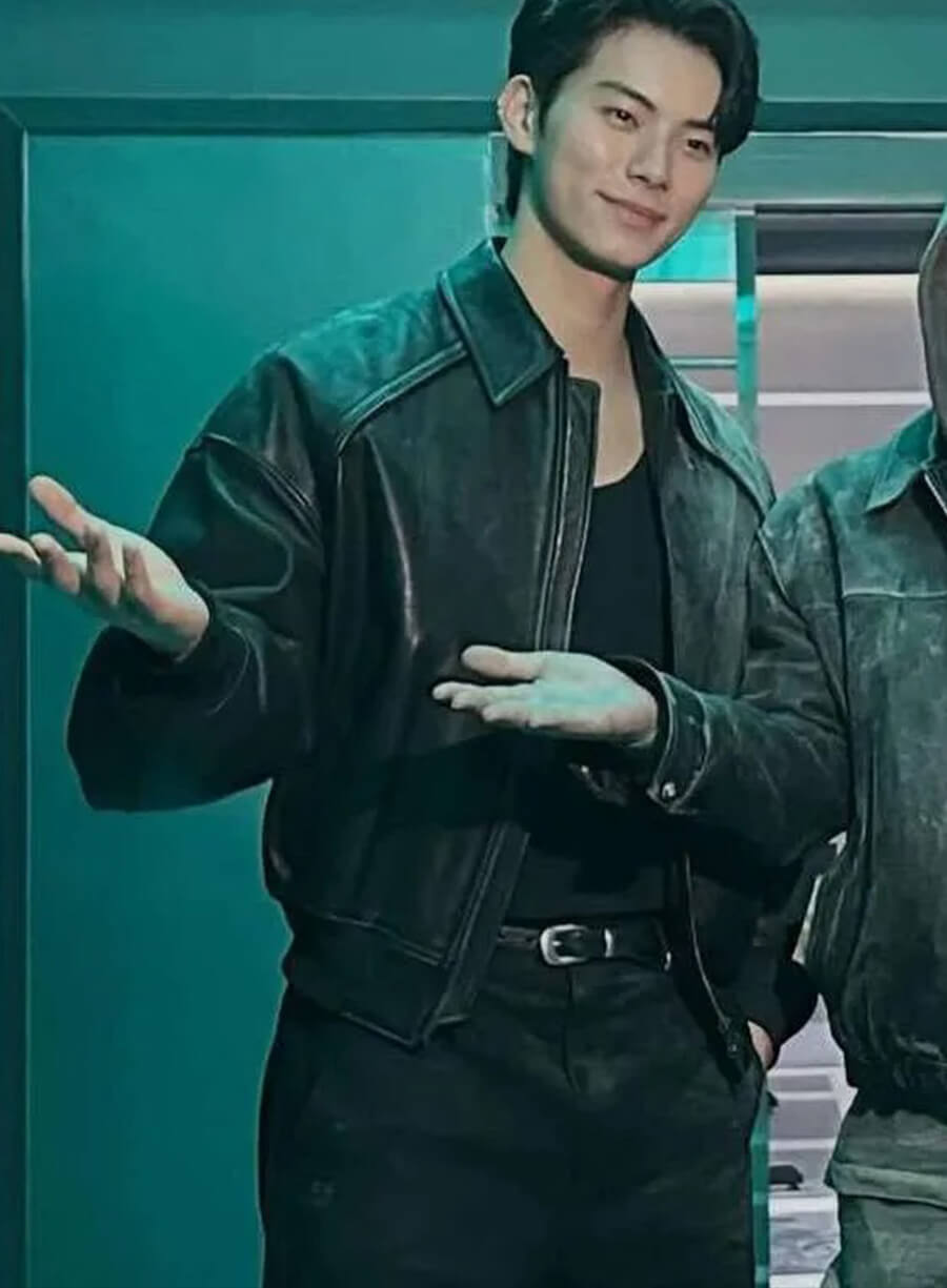 Cashero 2025 Lee Chae-Min Black Leather Jacket