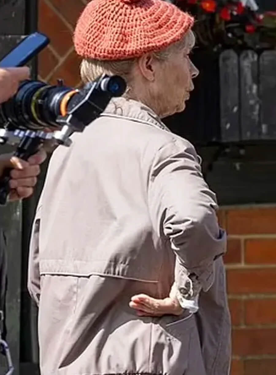 Celia Imrie The Thursday Murder Club 2025 Grey Jacket