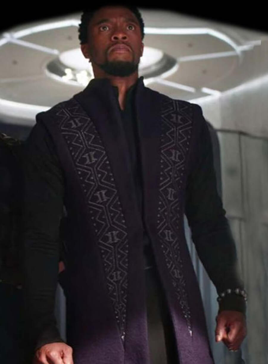 Chadwick Boseman T'Challa Black Panther Wool Coat